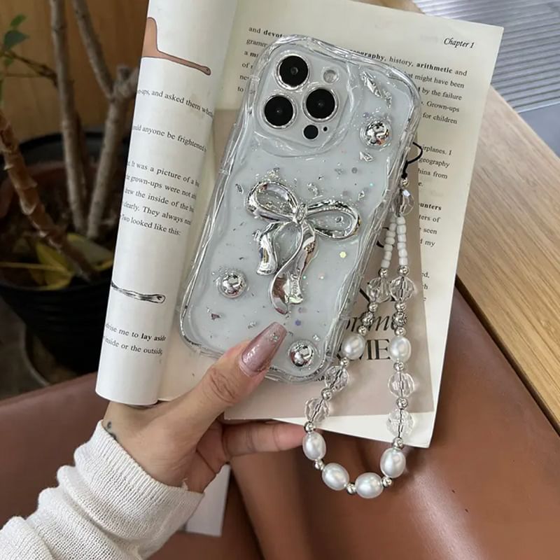 Pearl / Case Strap Set Phone Faux Bow