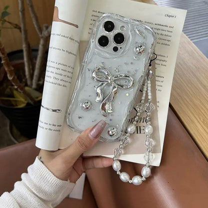 Pearl / Case Strap Set Phone Faux Bow