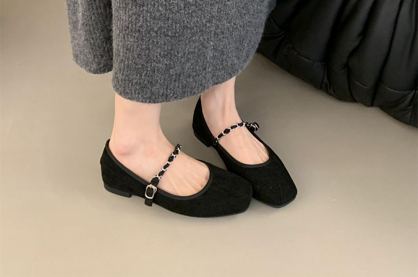 Square Jane Chained Shoes Toe Mary