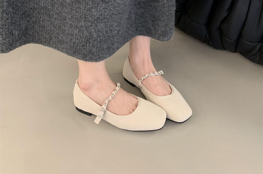 Square Jane Chained Shoes Toe Mary
