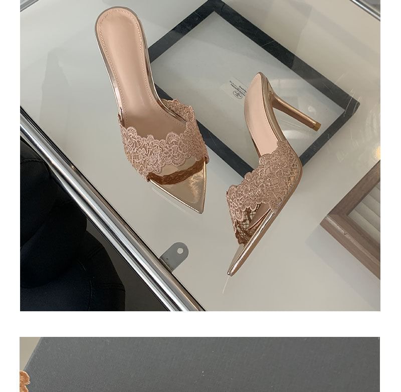 Stiletto Pointy Sandals Slide Heel