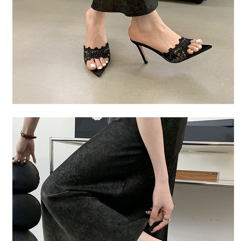 Stiletto Pointy Sandals Slide Heel