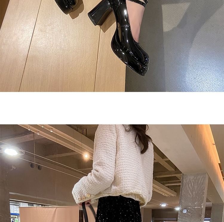 Jane Heel Pumps Chunky Mary Round Toe Platform