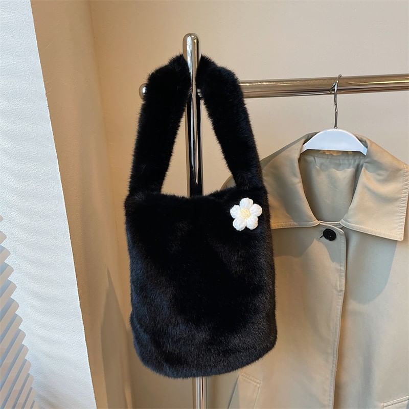 Fluffy Floral Bucket Accent Bag