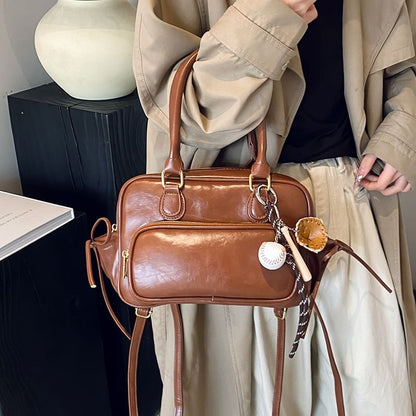 Bag Bow Set Plain Backpack Leather Accent Faux Charm /