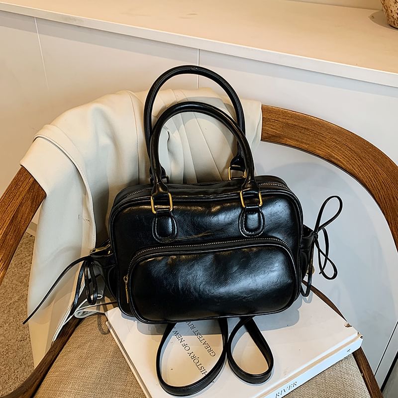 Bag Bow Set Plain Backpack Leather Accent Faux Charm /