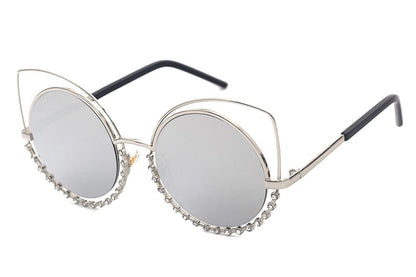 Eye Frame Metal Cat Rhinestone Sunglasses