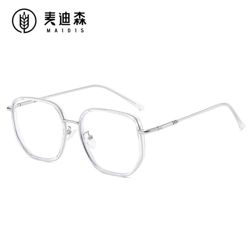 Square Light Blue Eyeglasses Metal Blocking Frame