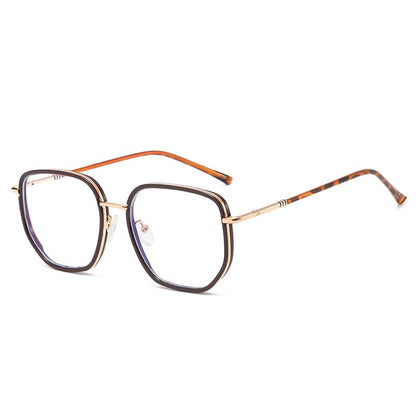 Square Light Blue Eyeglasses Metal Blocking Frame
