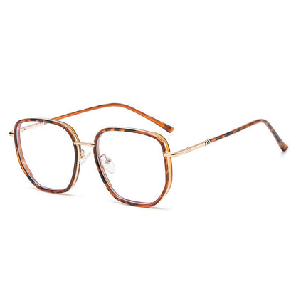 Square Light Blue Eyeglasses Metal Blocking Frame