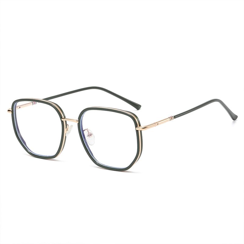 Square Light Blue Eyeglasses Metal Blocking Frame