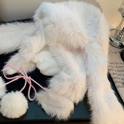 Pom Rabbit Ear Trapper Hat