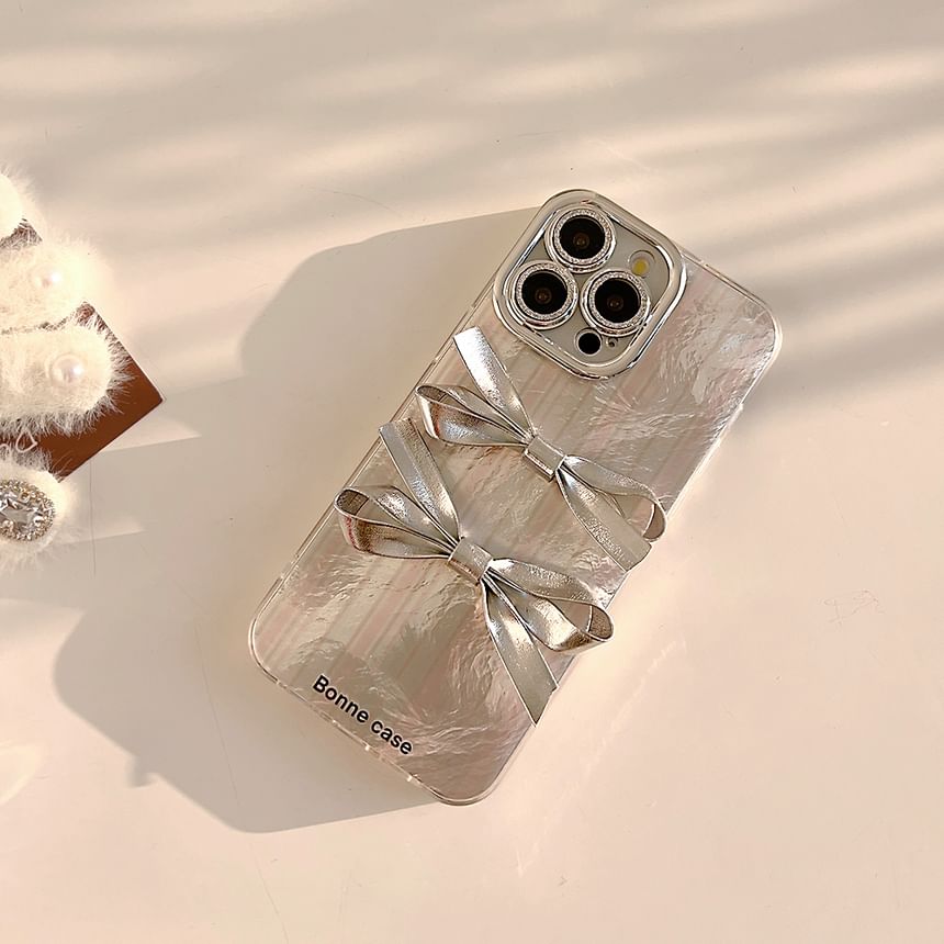 / Set Phone Case Pearl Strap Faux Ribbon