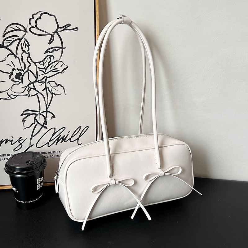 Faux Bow Shoulder Bag Leather