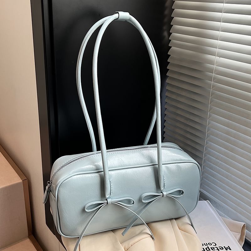 Faux Bow Shoulder Bag Leather