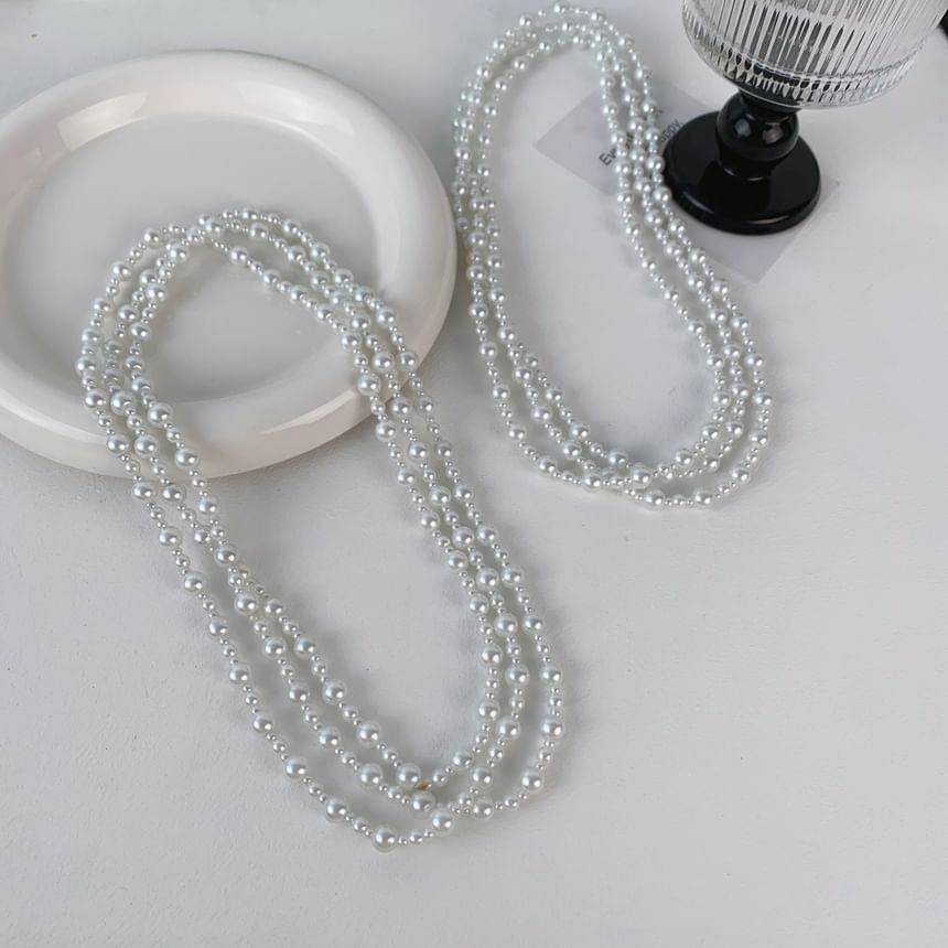 Pearl Necklace Faux Layered Beaded