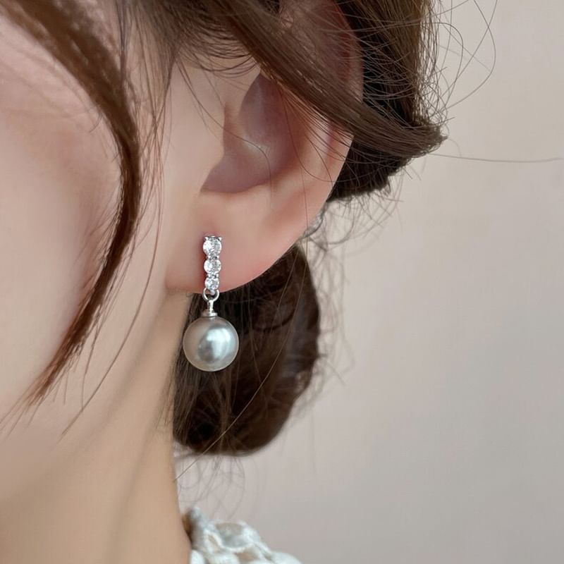 Alloy Dangle Earring Faux Rhinestone Pearl