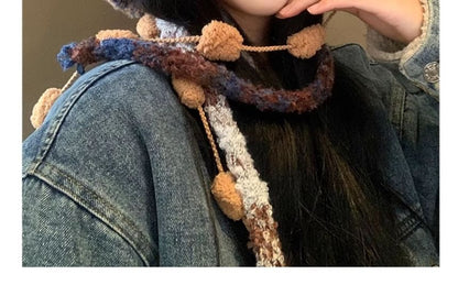 Fluffy Panel Bear Knit Ear Hat
