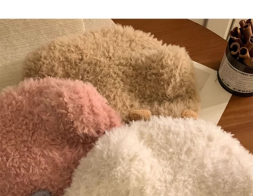Fluffy Panel Bear Knit Ear Hat