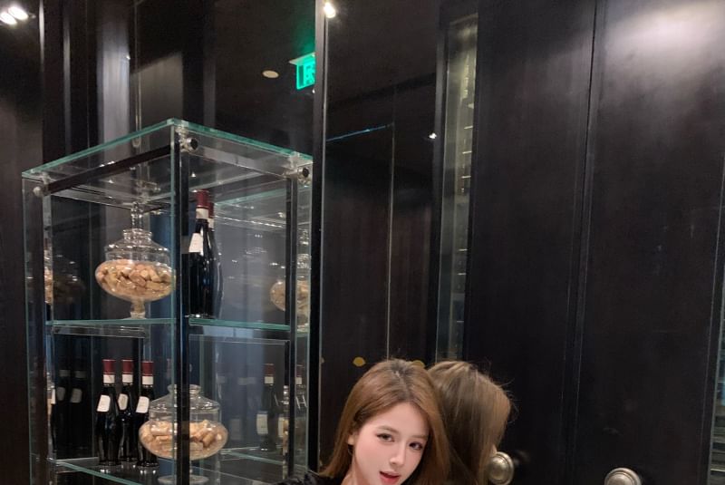 Jacket Bodycon Dress Sequin Panel Leather Tube Fluffy Mini Faux / Plain