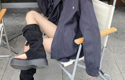 Jacket Stand Collar Zip Embroidered