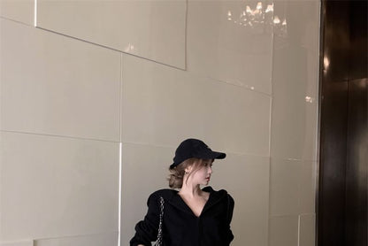 Hoodie / Zip Sweatpants Plain Drawstring Two High Tone Rise Bootcut Crop