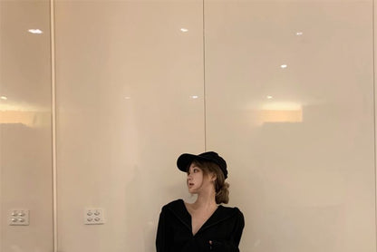 Hoodie / Zip Sweatpants Plain Drawstring Two High Tone Rise Bootcut Crop