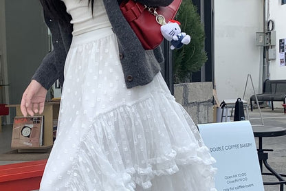 Rise A-Line Skirt High Floral Maxi Asymmetrical Ruffle