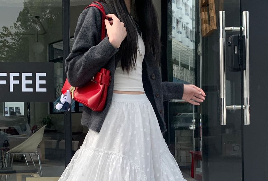 Rise A-Line Skirt High Floral Maxi Asymmetrical Ruffle