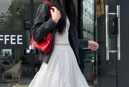 Rise A-Line Skirt High Floral Maxi Asymmetrical Ruffle