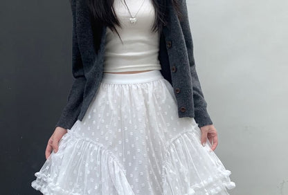 Rise A-Line Skirt High Floral Maxi Asymmetrical Ruffle