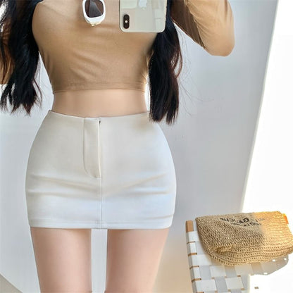 Pencil Plain High Waist Mini Skirt