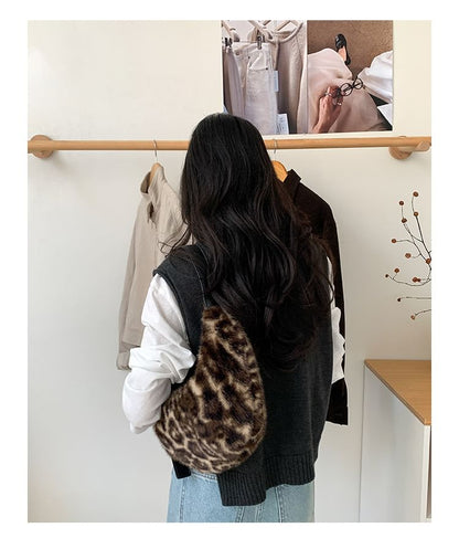 Shoulder Print Leopard Bag Fluffy