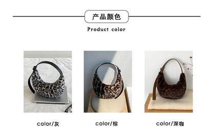 Shoulder Print Leopard Bag Fluffy