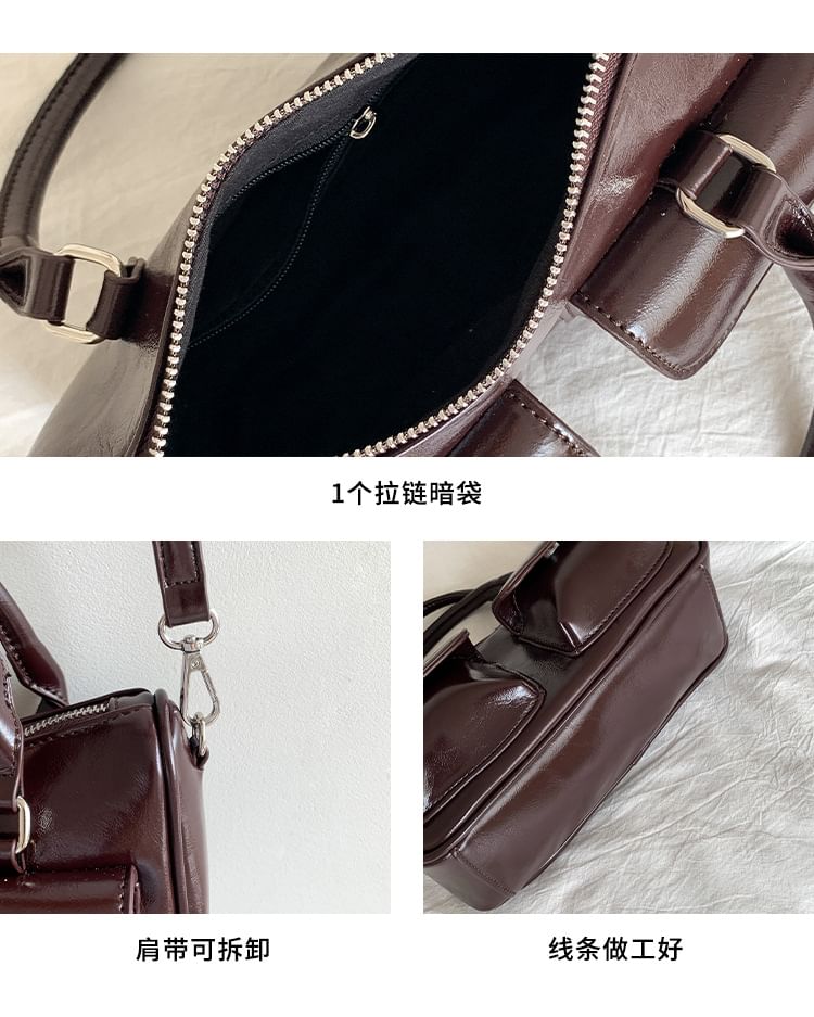 Faux Leather Multi-Pocket Crossbody Bag