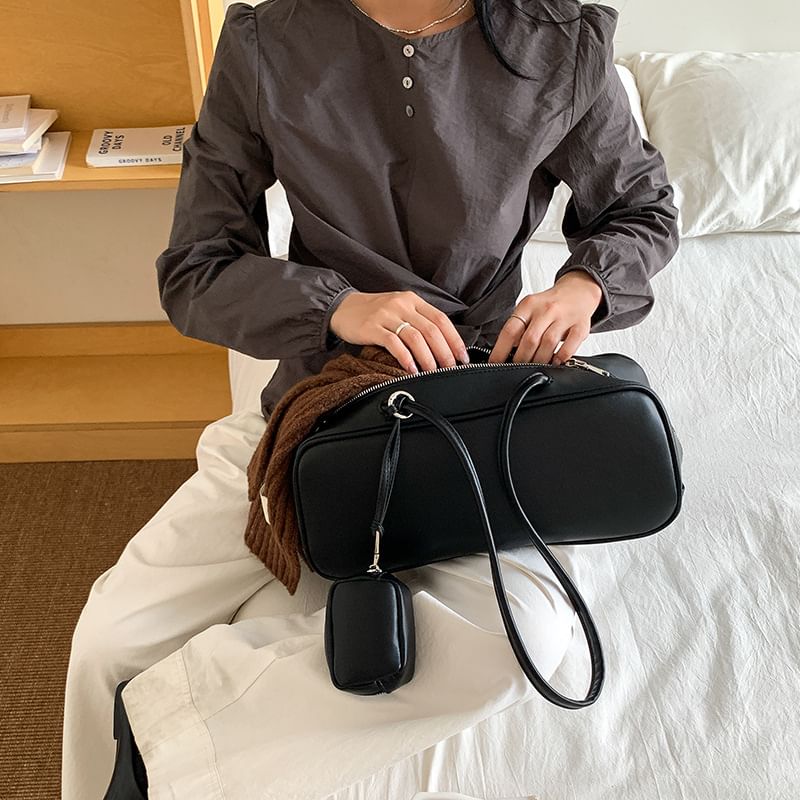 Coin Shoulder Bag Faux Purse Set: Leather +