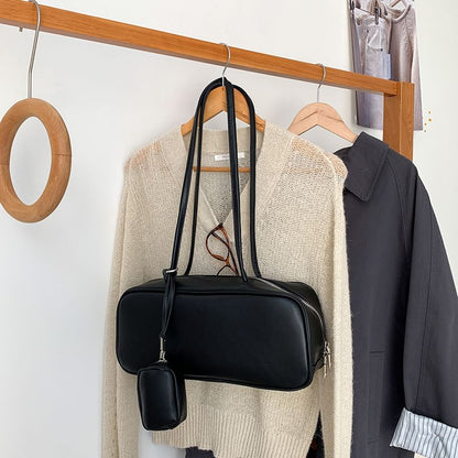 Coin Shoulder Bag Faux Purse Set: Leather +