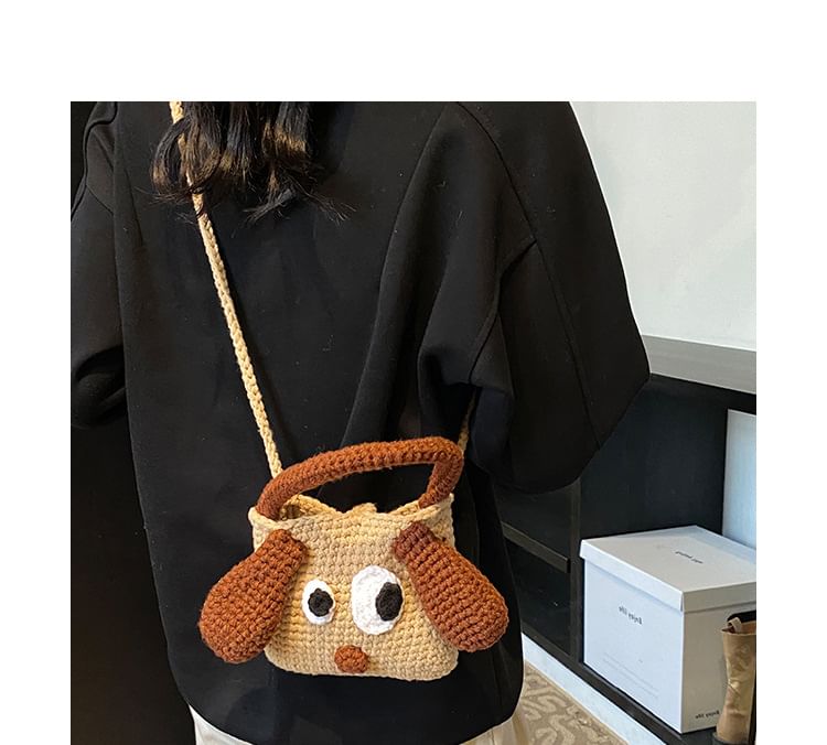 Handle Dog Bag Top Crossbody Knit