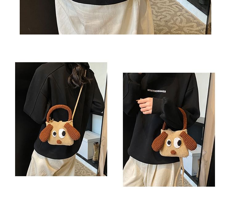 Handle Dog Bag Top Crossbody Knit