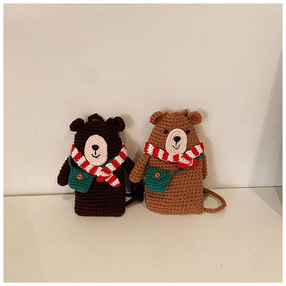 Knit Bear Crossbody Mobile Phone Bag
