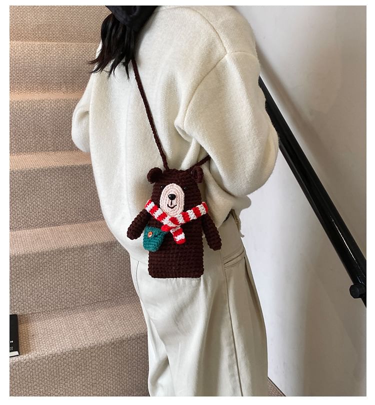 Knit Bear Crossbody Mobile Phone Bag