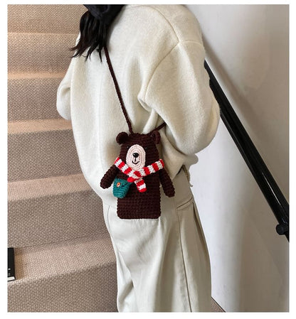 Knit Bear Crossbody Mobile Phone Bag