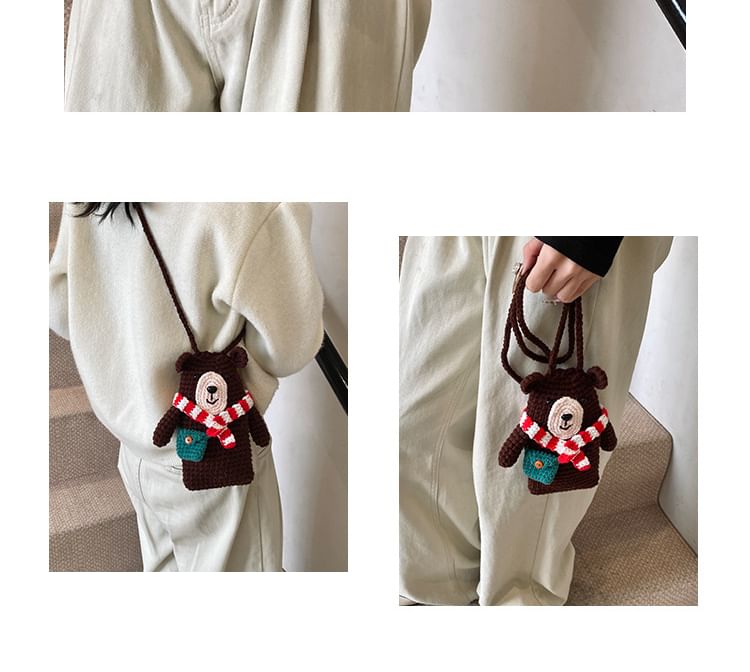 Knit Bear Crossbody Mobile Phone Bag