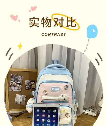 Nylon Backpack Bag Tote Embroidered Laptop Set Charm /