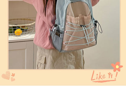 Charm Color Block Bag / Nylon Backpack Set