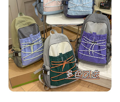 Charm Color Block Bag / Nylon Backpack Set