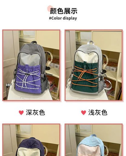 Charm Color Block Bag / Nylon Backpack Set