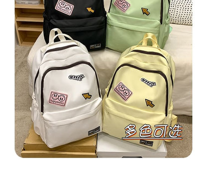 Backpack Nylon Laptop Lettering Applique
