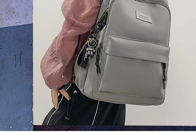 / Applique Charm Backpack Set Laptop Plain Bag