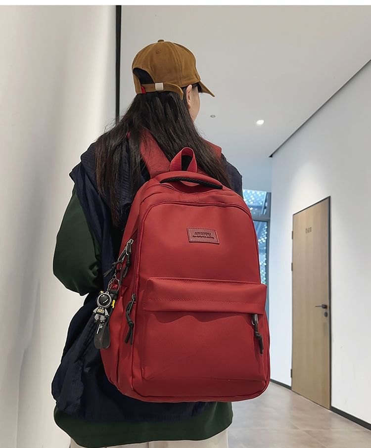 / Applique Charm Backpack Set Laptop Plain Bag